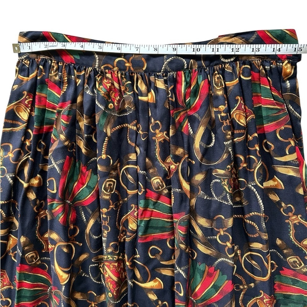 Talbots vintage holiday print red, green and gold  full length skirt.  size 14.﻿ - Picture 4 of 6